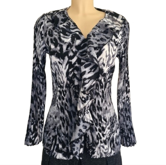 Convington Tops - Animal Print Buttom Down Ruffle Neck Blouse Size  S
